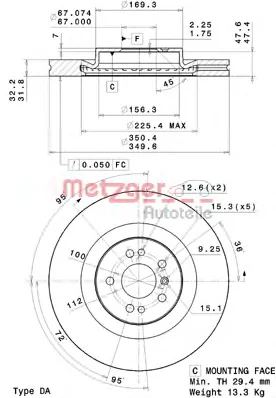 25065 V METZGER Тормозной диск (фото 1)