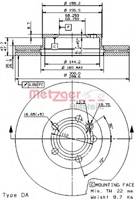 25071 V METZGER Тормозной диск (фото 1)