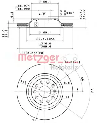 25084 METZGER Тормозной диск (фото 1)