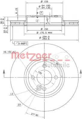 25116 V METZGER Тормозной диск (фото 1)