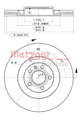 25234 V METZGER Тормозной диск (фото 1)