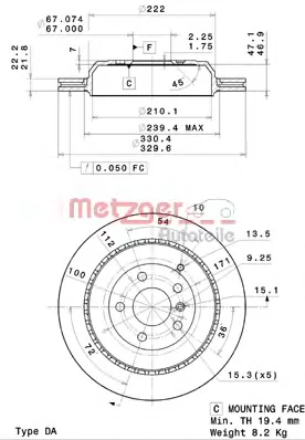 61031.10 METZGER Тормозной диск (фото 1)