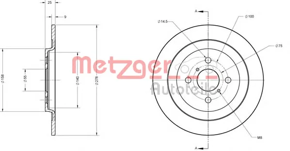 61173.00 METZGER Тормозной диск (фото 1)