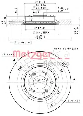 61218.10 METZGER Тормозной диск (фото 1)