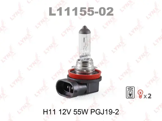 L11155-02 LYNXAUTO Лампа накаливания, фара дальнего света (фото 1)