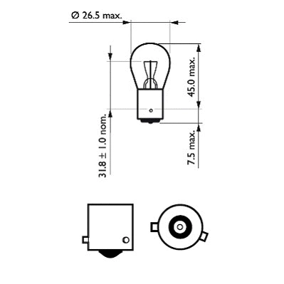 12088CP PHILIPS Лампа накаливания, фонарь сигнала тормоза/задний габаритный (фото 1)