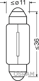 6461 OSRAM Лампа накаливания, oсвещение салона (фото 1)