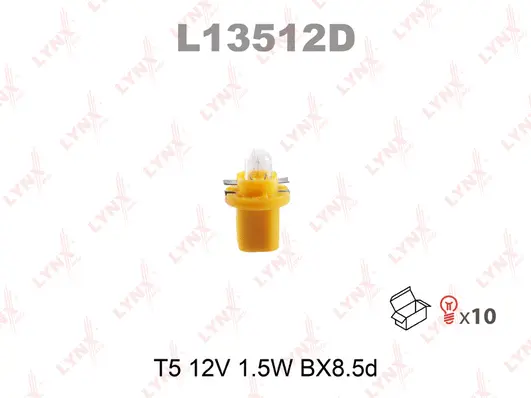 L13512D LYNXAUTO Лампа накаливания, освещение щитка приборов (фото 1)