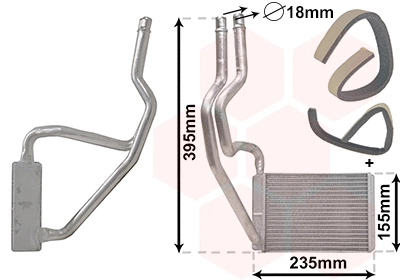 18006329 VAN WEZEL Теплообменник, отопление салона (фото 1)