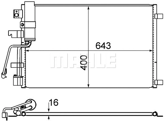 AC 607 001S KNECHT/MAHLE Конденсатор, кондиционер (фото 1)