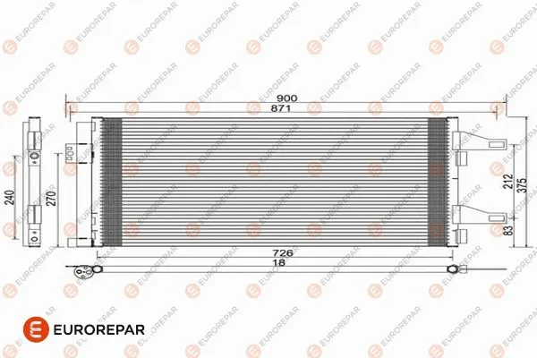 1610161780 EUROREPAR Конденсатор, кондиционер (фото 1)
