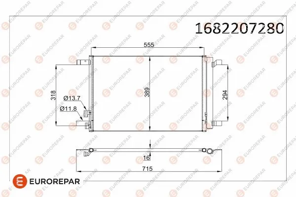1682207280 EUROREPAR Конденсатор, кондиционер (фото 1)
