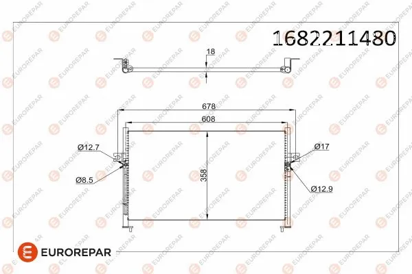 1682211480 EUROREPAR Конденсатор, кондиционер (фото 1)