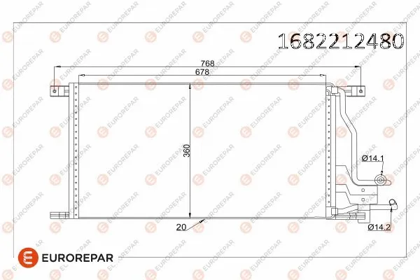 1682212480 EUROREPAR Конденсатор, кондиционер (фото 1)