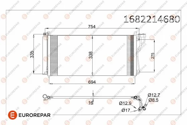 1682214680 EUROREPAR Конденсатор, кондиционер (фото 1)
