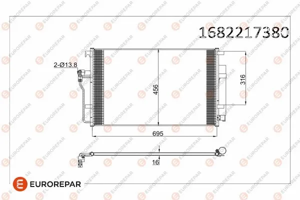 1682217380 EUROREPAR Конденсатор, кондиционер (фото 1)