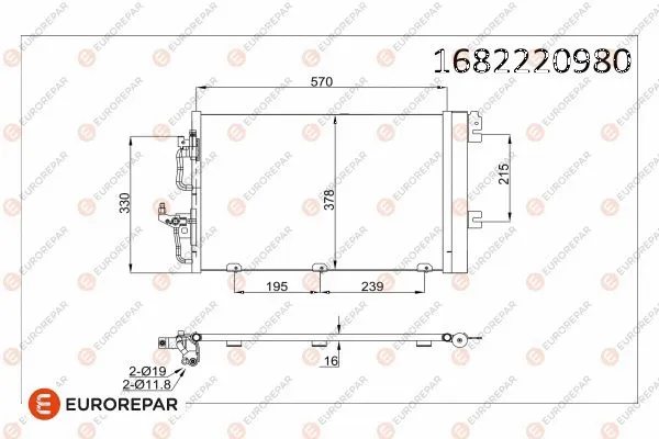 1682220980 EUROREPAR Конденсатор, кондиционер (фото 1)