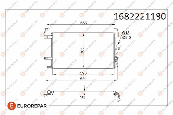 1682221180 EUROREPAR Конденсатор, кондиционер (фото 1)