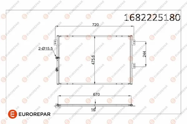 1682225180 EUROREPAR Конденсатор, кондиционер (фото 1)