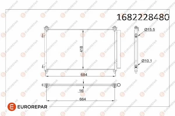 1682228480 EUROREPAR Конденсатор, кондиционер (фото 1)