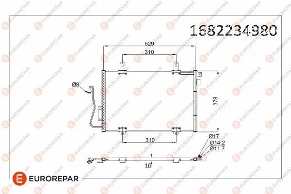 1682234980 EUROREPAR Конденсатор, кондиционер (фото 1)