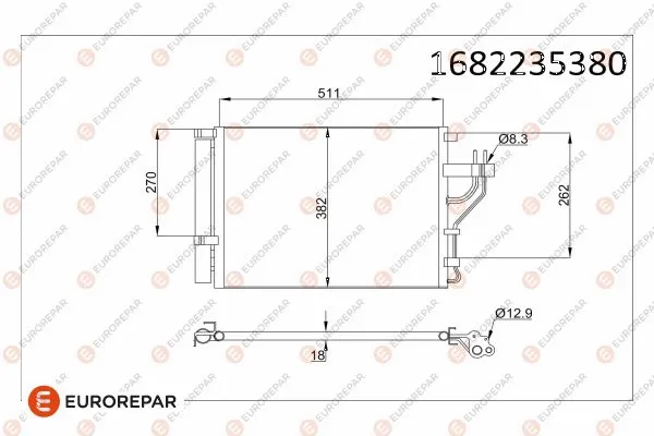 1682235380 EUROREPAR Конденсатор, кондиционер (фото 1)