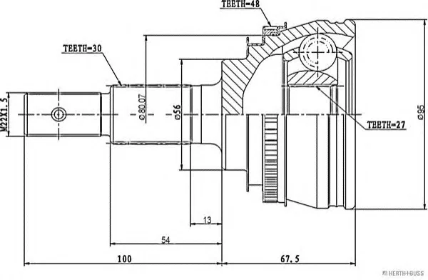 600000061100 MAGNETI MARELLI Шрус наружний (со стороны колеса) (фото 1)