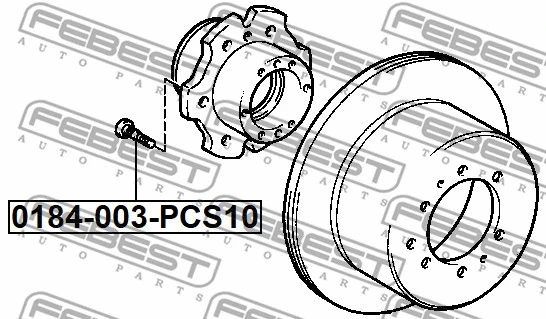 0184-003-PCS10 FEBEST Шпилька колеса (фото 2)