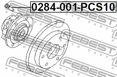 0284-001-PCS10 FEBEST Шпилька колеса (фото 2)