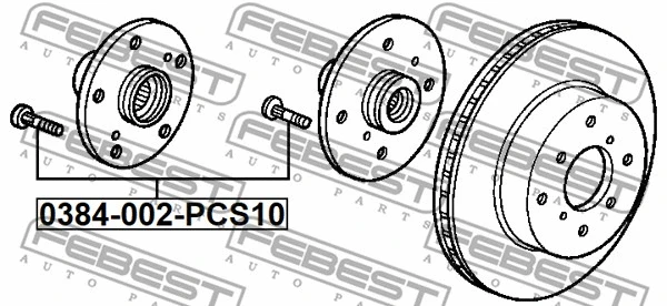 0384-002-PCS10 FEBEST Шпилька колеса (фото 2)