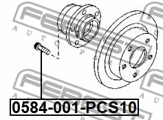 0584-001-PCS10 FEBEST Шпилька колеса (фото 2)