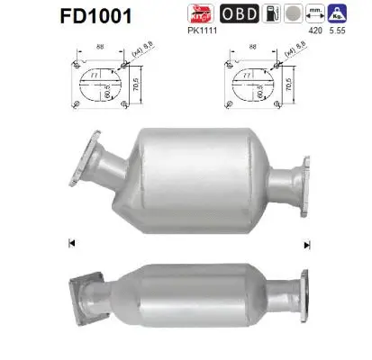 FD1001 AS Сажевый / частичный фильтр, система выхлопа ОГ (фото 1)