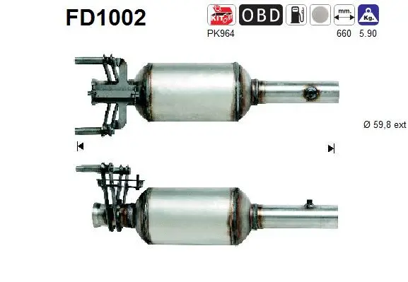 FD1002 AS Сажевый / частичный фильтр, система выхлопа ОГ (фото 1)