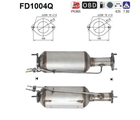 FD1004Q AS Сажевый / частичный фильтр, система выхлопа ОГ (фото 1)