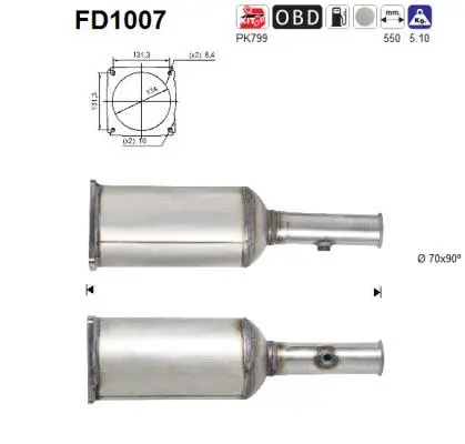 FD1007 AS Сажевый / частичный фильтр, система выхлопа ОГ (фото 1)