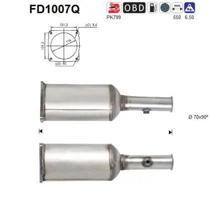 FD1007Q AS Сажевый / частичный фильтр, система выхлопа ОГ (фото 1)