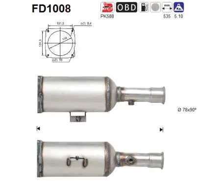 FD1008 AS Сажевый / частичный фильтр, система выхлопа ОГ (фото 1)