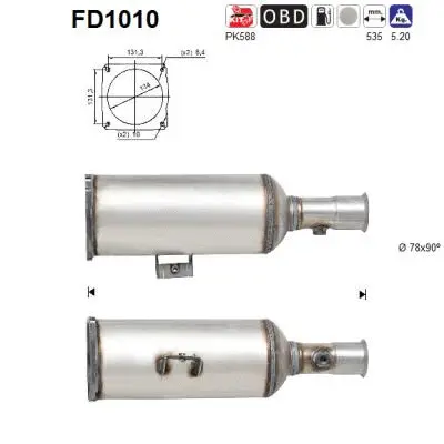 FD1010 AS Сажевый / частичный фильтр, система выхлопа ОГ (фото 1)