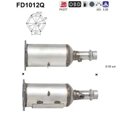 FD1012Q AS Сажевый / частичный фильтр, система выхлопа ОГ (фото 1)