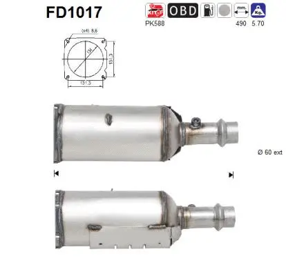 FD1017 AS Сажевый / частичный фильтр, система выхлопа ОГ (фото 1)