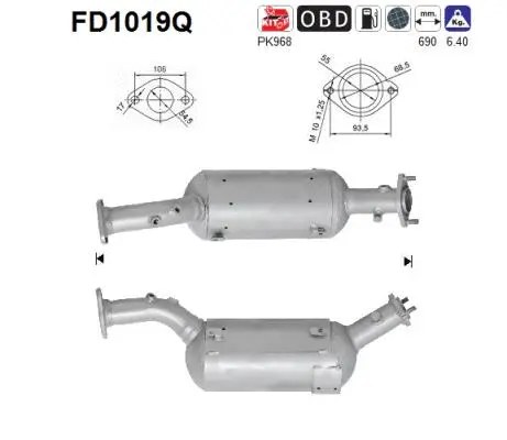 FD1019Q AS Сажевый / частичный фильтр, система выхлопа ОГ (фото 1)