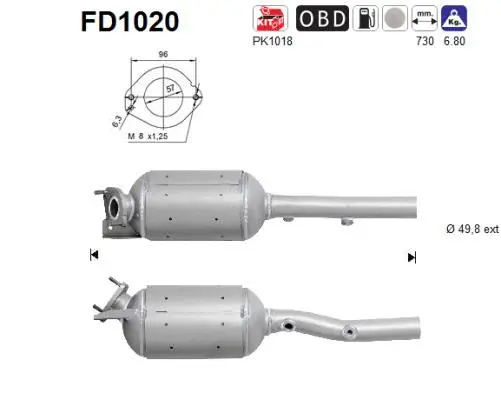 FD1020 AS Сажевый / частичный фильтр, система выхлопа ОГ (фото 1)