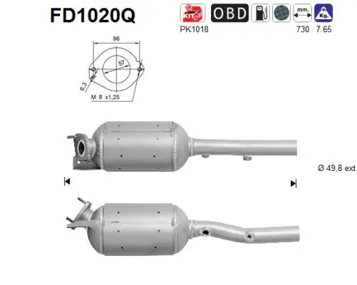 FD1020Q AS Сажевый / частичный фильтр, система выхлопа ОГ (фото 1)