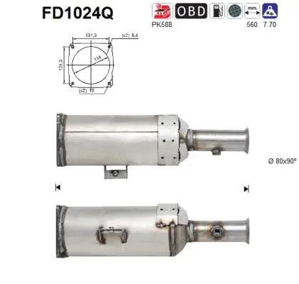 FD1024Q AS Сажевый / частичный фильтр, система выхлопа ОГ (фото 1)