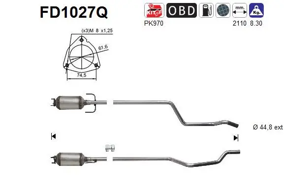 FD1027Q AS Сажевый / частичный фильтр, система выхлопа ОГ (фото 1)