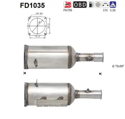 FD1035 AS Сажевый / частичный фильтр, система выхлопа ОГ (фото 1)