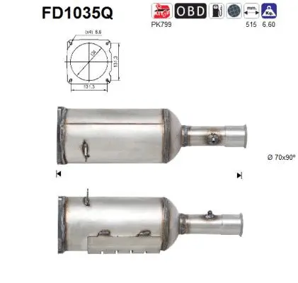FD1035Q AS Сажевый / частичный фильтр, система выхлопа ОГ (фото 1)