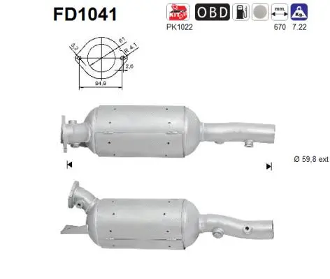 FD1041 AS Сажевый / частичный фильтр, система выхлопа ОГ (фото 1)