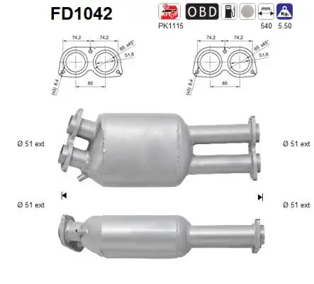 FD1042 AS Сажевый / частичный фильтр, система выхлопа ОГ (фото 1)