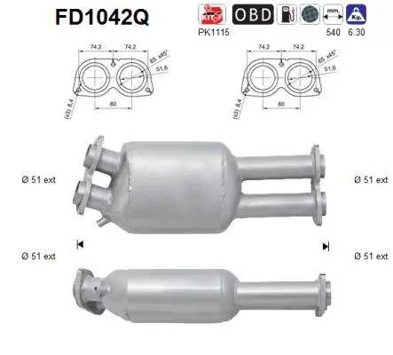 FD1042Q AS Сажевый / частичный фильтр, система выхлопа ОГ (фото 1)